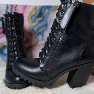 Black Lace-Up Ankle Boots Used only once